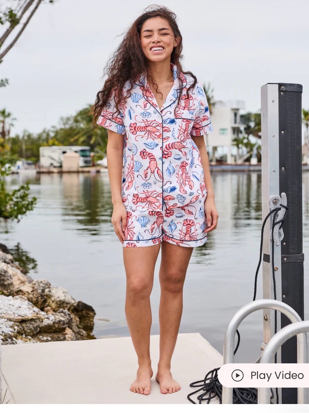Printfresh Short PJ Set in Lobster Landing, Size Small